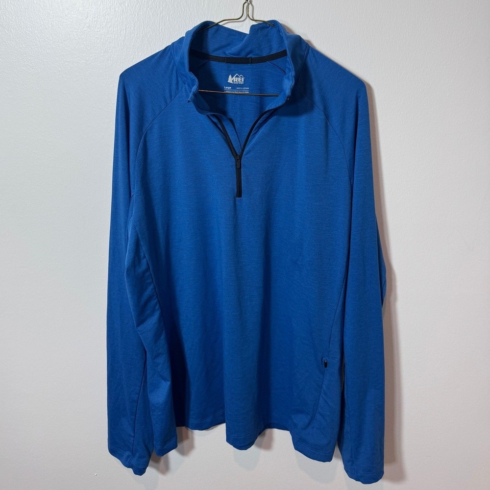 REI Co-op Quarter Zip‎ Pullover Mens Large Blue Excellent Lightweight Active Top